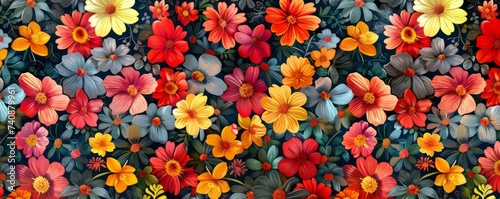 Vibrant floral seamless texture a tapestry of natures colors in bloom
