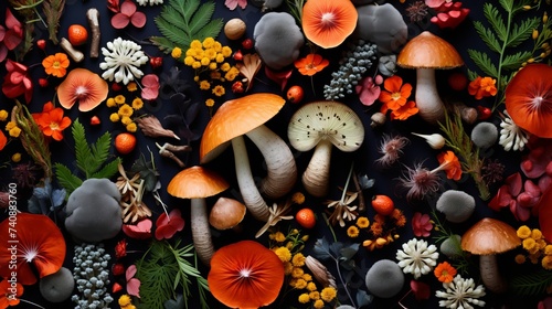 Colourful bright pattern made of natural things photo