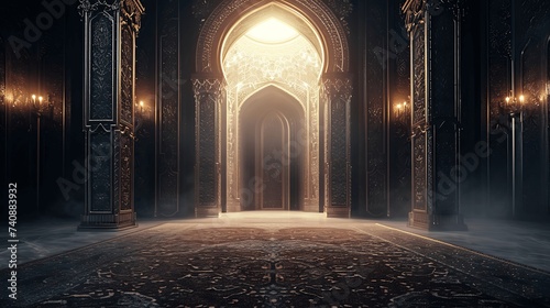 Beautiful mosque. Ramadan Kareem. generative ai