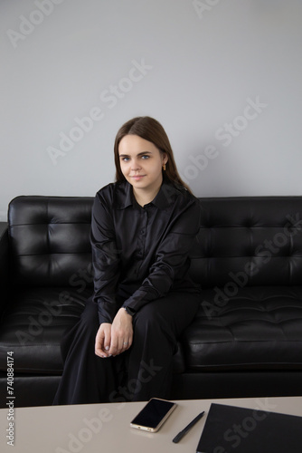 young happy businesswoman in office