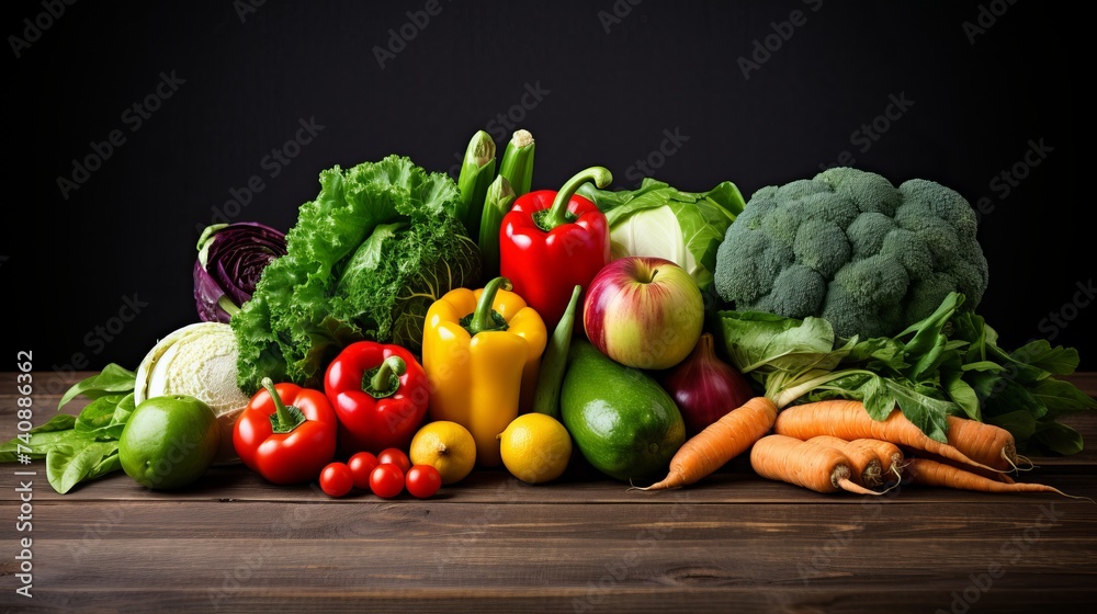 Flat lay of huge group of fresh vegetables and fruit on wooden background - Vegetables VS Fruit - High quality studio shot - Flat lay Flat lay of huge group of fresh vegetables and fruit on wooden background - Vegetables VS Fruit - High quality studio shot - Flat lay