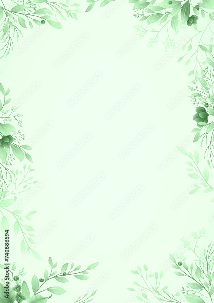 Green floral engagement invitation Card template - Flower Invitation Card - Wedding Flower Card - Save the date card