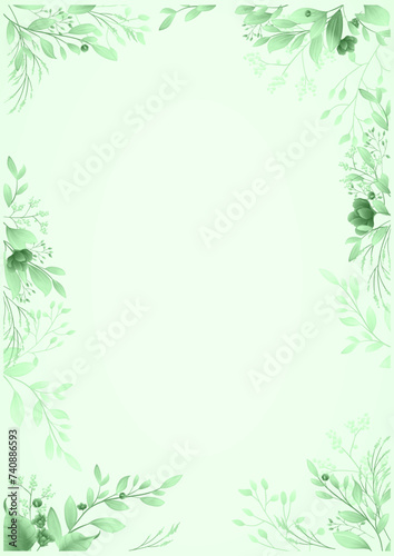 Green floral engagement invitation Card template - Flower Invitation Card - Wedding Flower Card - Save the date card