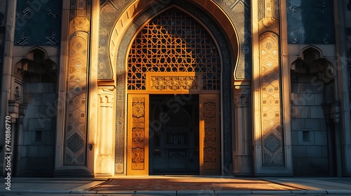 Beautiful mosque. Ramadan Kareem. generative ai