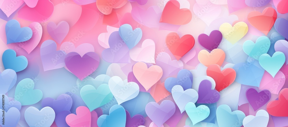 background of multi-colored blurred hearts all over the surface. concept of valentine's day, all lovers
