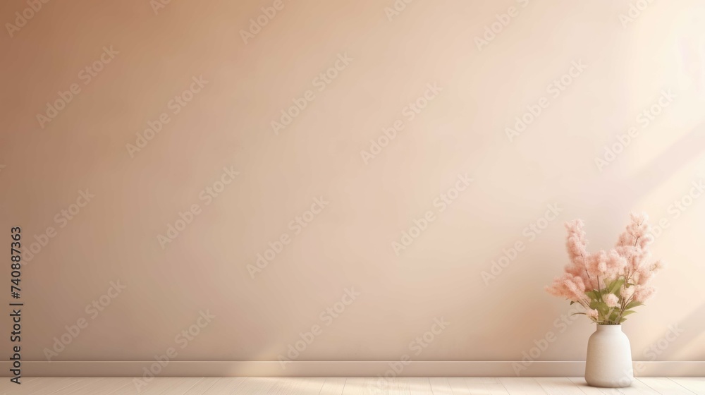 Beige Wall and Floor with Soft Right Light Detail - obrazy, fototapety, plakaty 