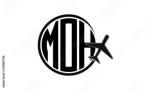 MOH three initial letter circle tour & travel agency logo design vector template. hajj Umrah agency, abstract, wordmark, business, monogram, minimalist, brand, company, flat, tourism agency, tourist