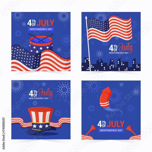 American Independence Day 4th of July Social Media Post Collection