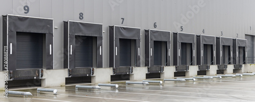 Billede på lærred Row of gray loading docks of a warehouse or distbution center