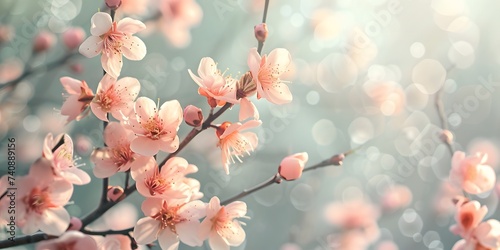 spring nature scene with apricot tree flower blossoming