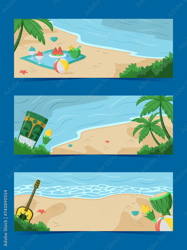 Summer Beach Vacation Banner Templates Collection