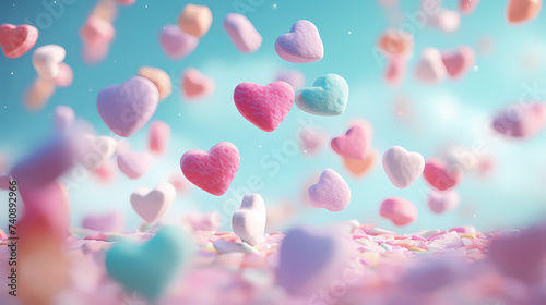 Colorful creative marshmallow background, marshmallow copy space