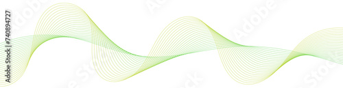 Abstract background with waves for banner. Web banner size. Vector background with lines. Element for design isolated on white. Green gradient. Spring, summer, nature