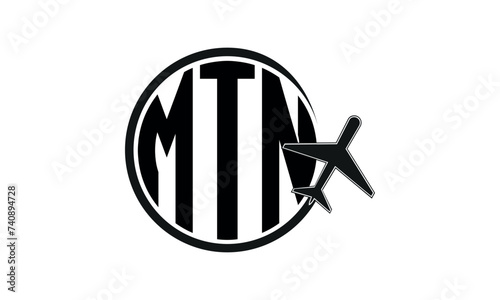 MTN three initial letter circle tour & travel agency logo design vector template. hajj Umrah agency, abstract, wordmark, business, monogram, minimalist, brand, company, flat, tourism agency, tourist