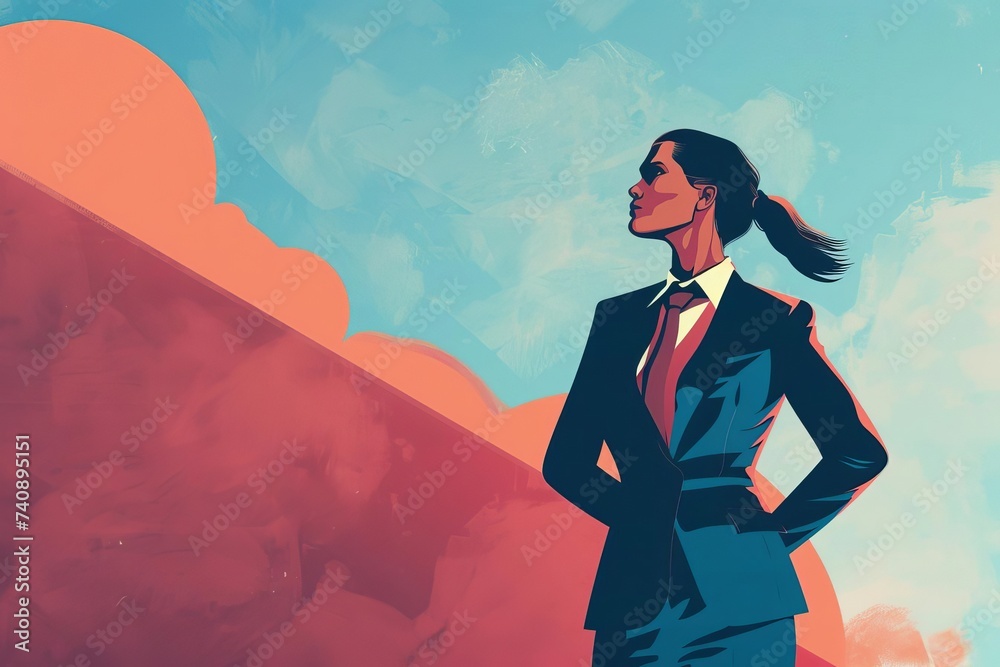 Illustration of a businesswoman Symbolizing empowerment and professional success in the corporate world Illustration of a businesswoman Symbolizing empowerment and professional success in the corporate world