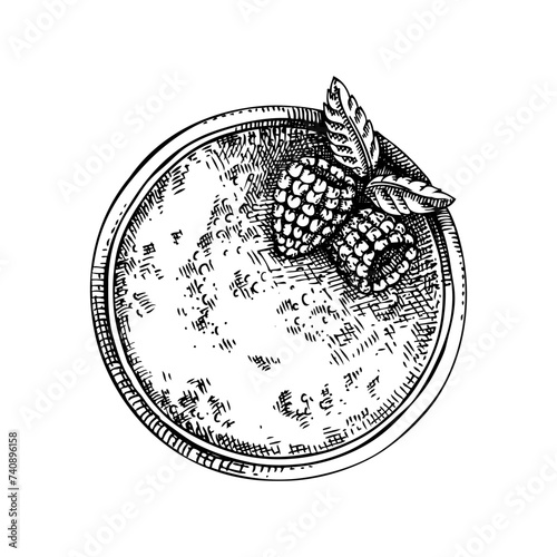 Creme brulee. Dessert vintage drawing. Traditional food from France sketch. French restaurant menu design. Hand-drawn food illustration, NOT AI generated
