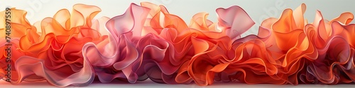 vibrant waves of red and orange fabric in a fiery abstract display, creative background concept swirl thin fabric transparence orange and red