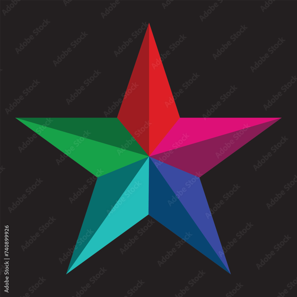Cartoon star with rainbow texture in flat style isolated on white background. Vector illustration. Cartoon star with rainbow texture in flat style isolated on white background. Vector illustration.