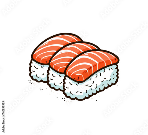 Salmon Nigiri Sushi simple hand drawn illustration vector