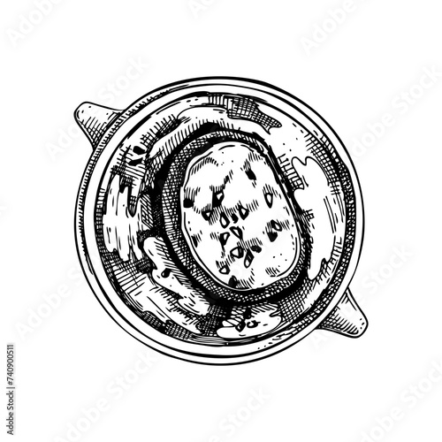 French onion soup vintage drawing. Traditional food from France sketch. French restaurant menu design. Edible snails  Hand-drawn food illustration, NOT AI generated