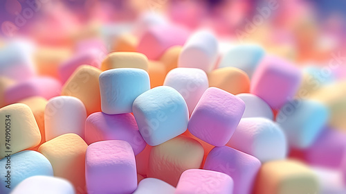 Colorful marshmallows  marshmallows copy space