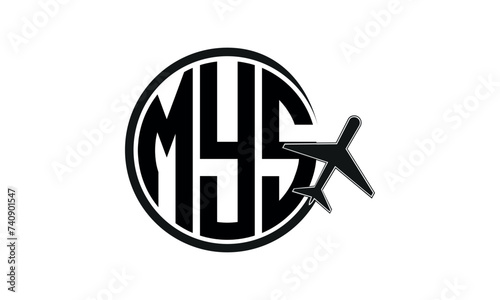 MYS three initial letter circle tour & travel agency logo design vector template. hajj Umrah agency, abstract, wordmark, business, monogram, minimalist, brand, company, flat, tourism agency, tourist