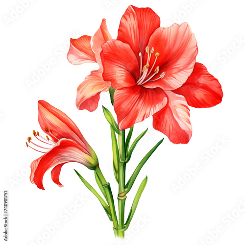 Amaryllis watercolor flower