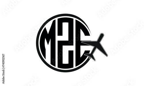 MZE three initial letter circle tour & travel agency logo design vector template. hajj Umrah agency, abstract, wordmark, business, monogram, minimalist, brand, company, flat, tourism agency, tourist