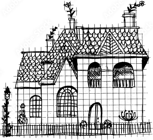 House hand drawn sketch. Original vector illustration 