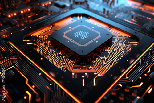 close up Artificial Intelligence technology brain for backgrounds. Artificial Neural Networks CPU circuit board 