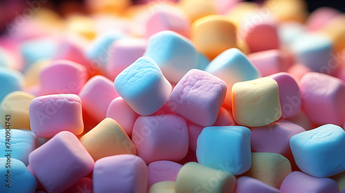 Blurred marshmallow candy natural background