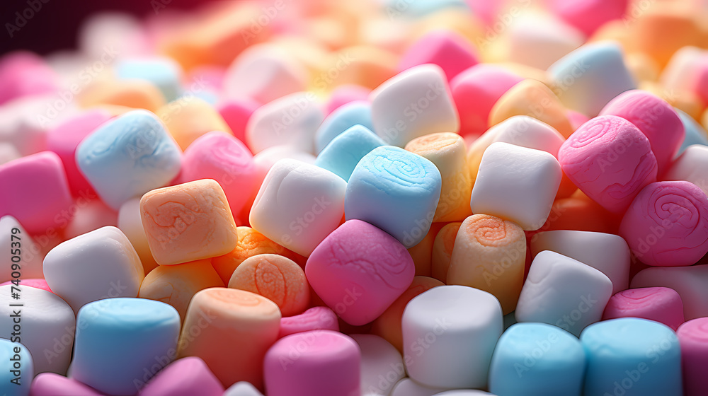 Blurred marshmallow candy natural background