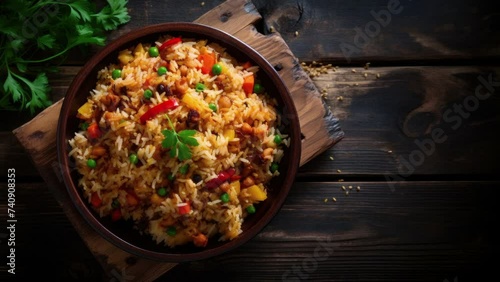 Delicious Fried Rice with Space for Copy photo