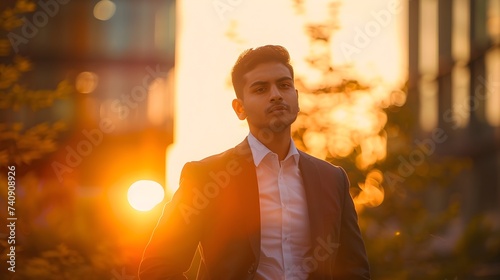 Businessman in Soft Focus Portrait at Sunset