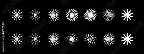 Shapes for swiss minimal style design. Trendy geometric postmodern primitive figures. Vector illustration contemporary stars or flowers.