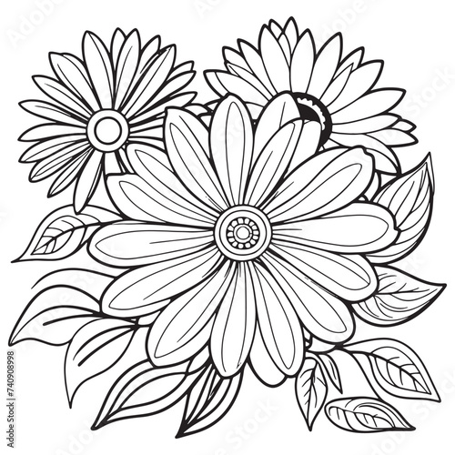 Luxury floral outline drawing coloring book pages line art sketch 