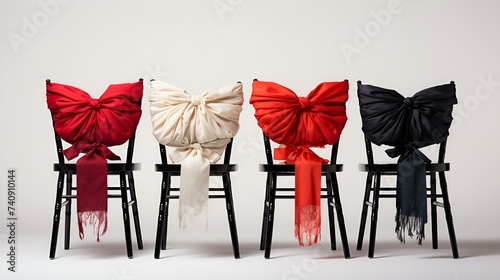 Modern color chairs on wall background
 photo