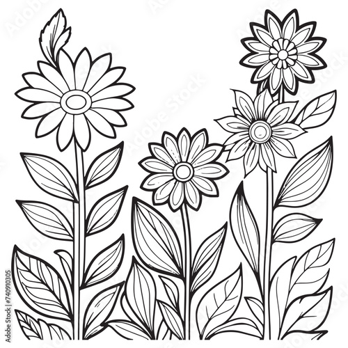 Luxury floral outline drawing coloring book pages line art sketch 