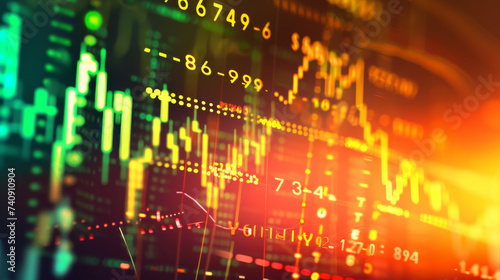Wallpaper Mural digital financial graph with fluctuating stock market data and trading indicators Torontodigital.ca