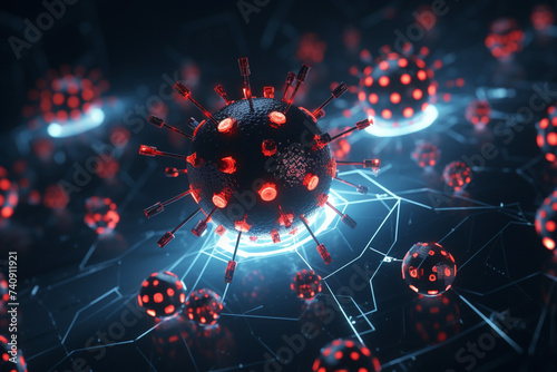 DDOS attack, cyber defense. Internet and technology concept. virus detection. 3d render