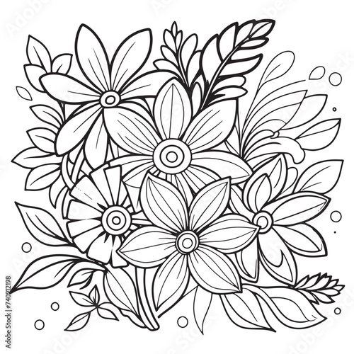 Luxury floral outline drawing coloring book pages line art sketch 