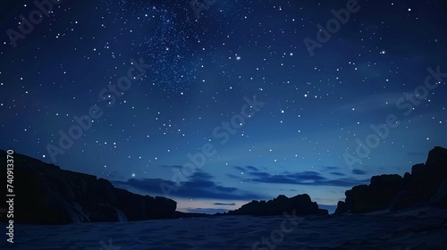 a clear blue realistic night sky with some stars