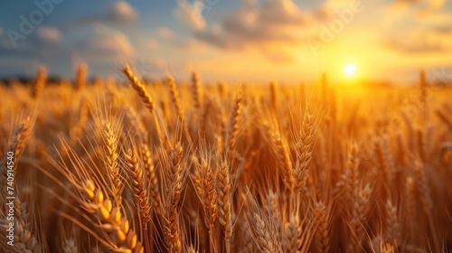 Gold wheat field. Growth nature harvest.