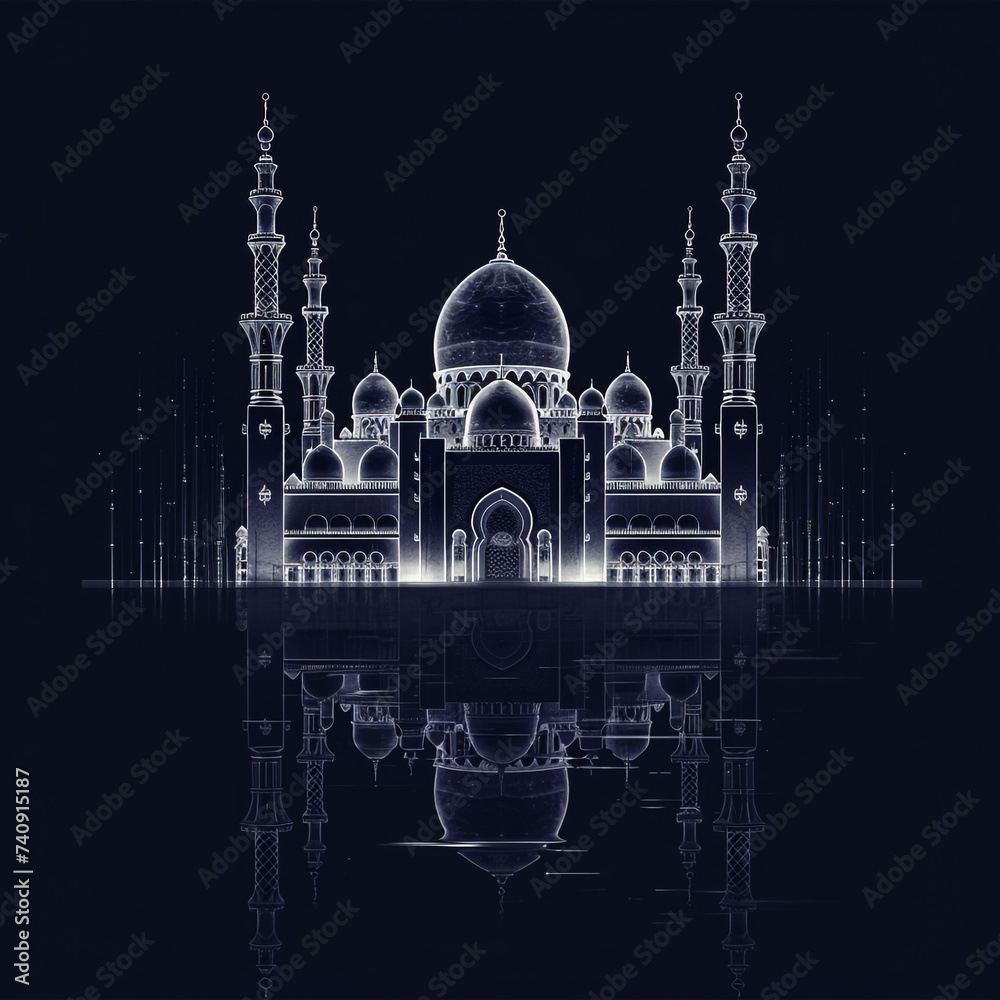 golden mosque in the night