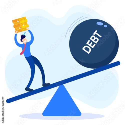 Illustration vector graphic cartoon character of debt