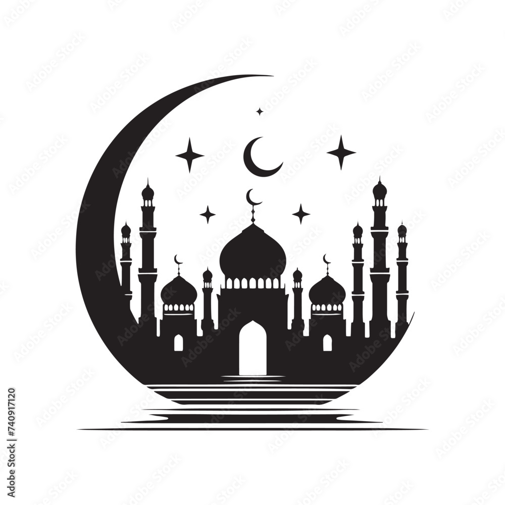 Alluring Minimallest Mosque Set - Enhance Your Creations with Elegance and Unique Mosque Illustration
