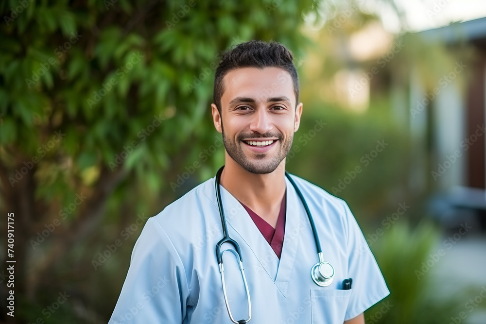 A horizontal shot of Male Healthcare Worker. Generative Ai A horizontal shot of Male Healthcare Worker. Generative Ai