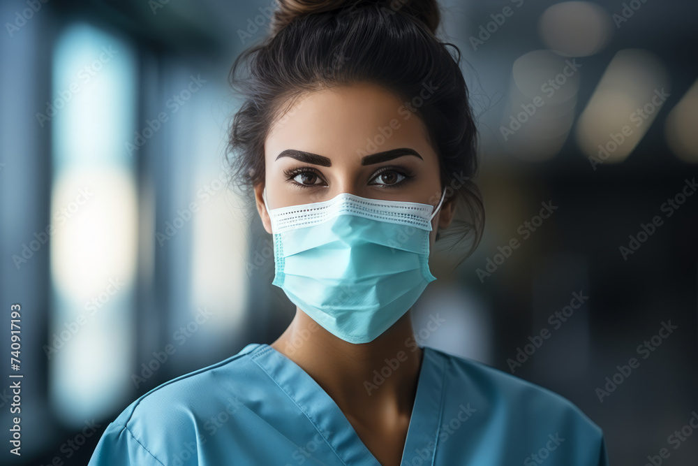 A horizontal shot of woman Healthcare Worker. Generative Ai A horizontal shot of woman Healthcare Worker. Generative Ai