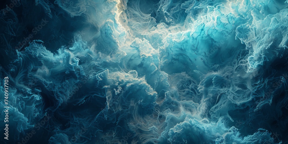 Abstract blue ocean waves - obrazy, fototapety, plakaty 