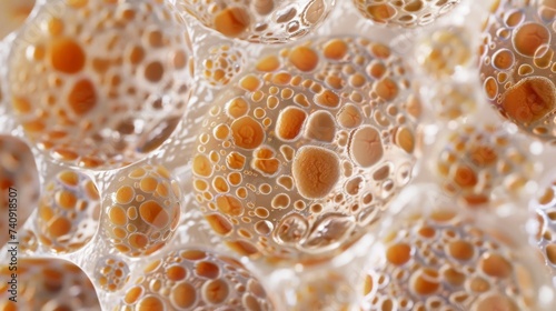 Amber Bubbles Close-Up: Abstract Macro Texture of Circular Organic Patterns